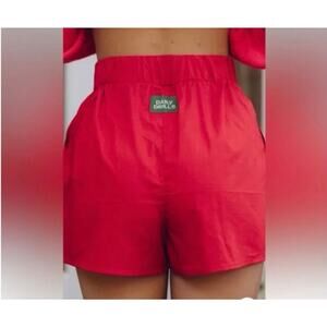 Daily Drills Cherry Red Poplin Resort Shorts Size Small
